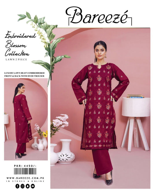 BAREEZE EMBROIDERED Lawn 2pc