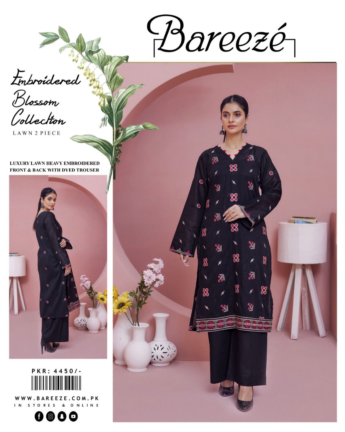 BAREEZE EMBROIDERED Lawn 2pc